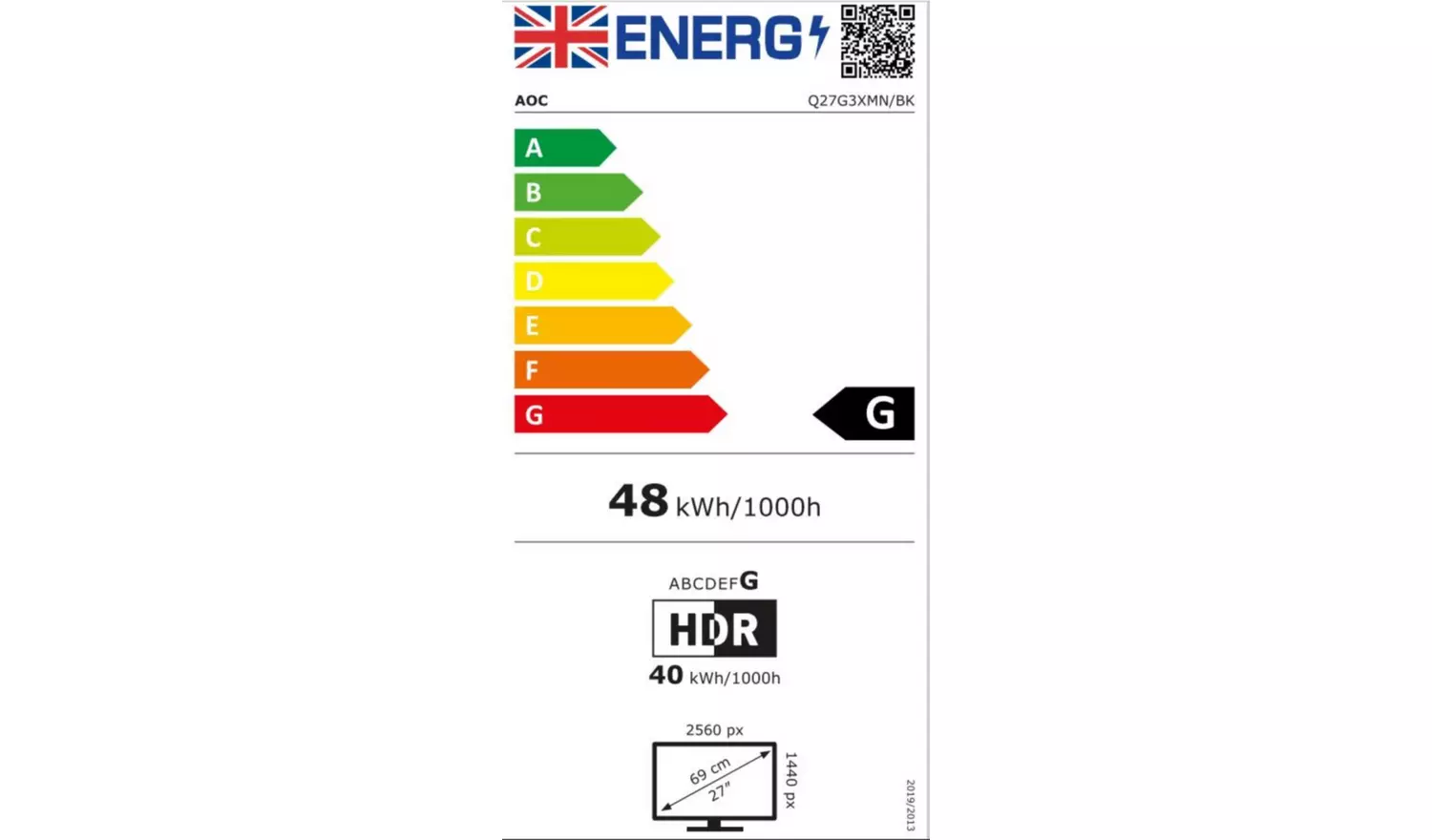 AOC Q27G3XMN/BK 27 Inch 180Hz QHD Gaming Monitor