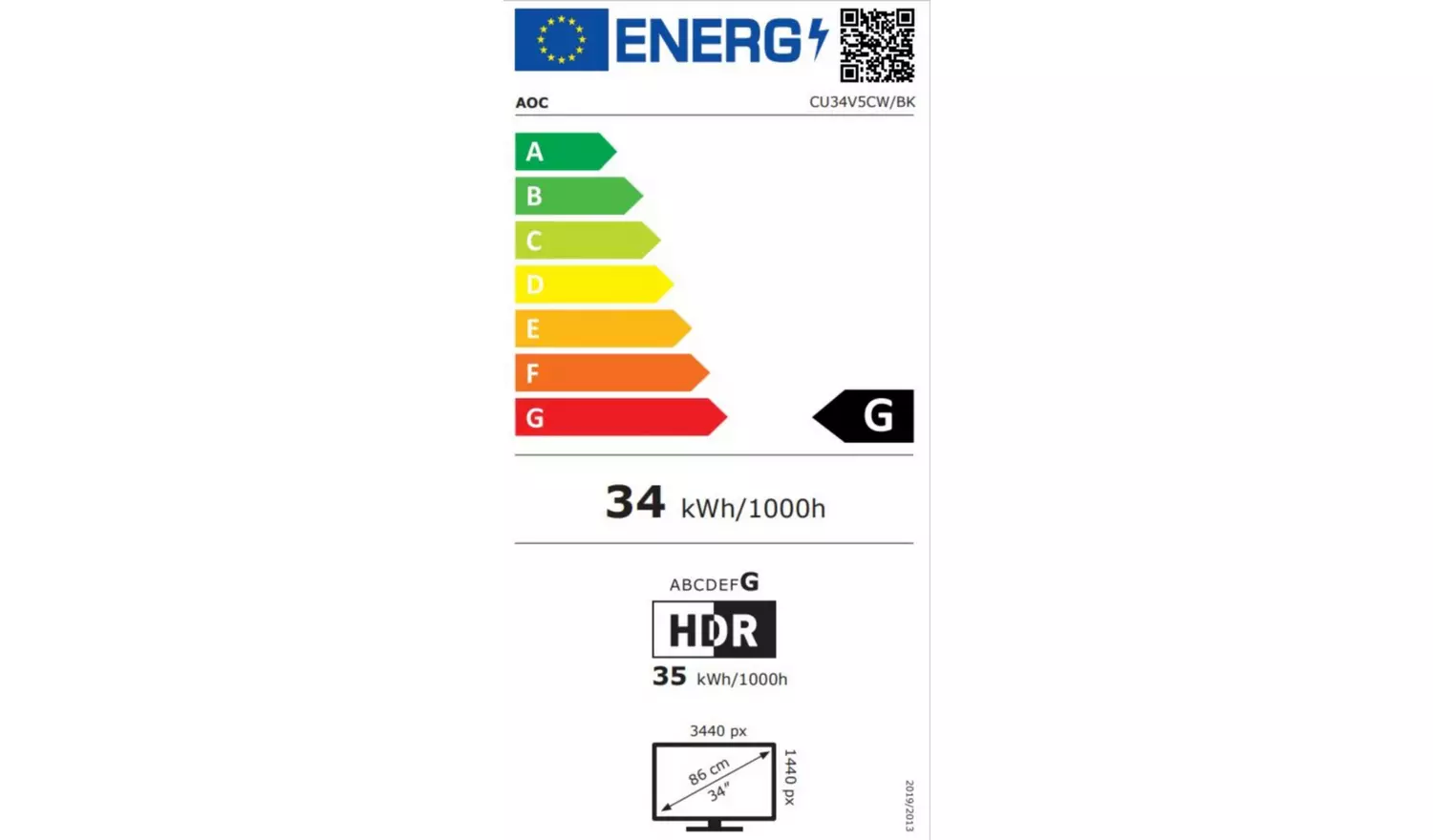 AOC CU34V5CW/BK 34 Inch 100Hz WQHD Webcam Monitor
