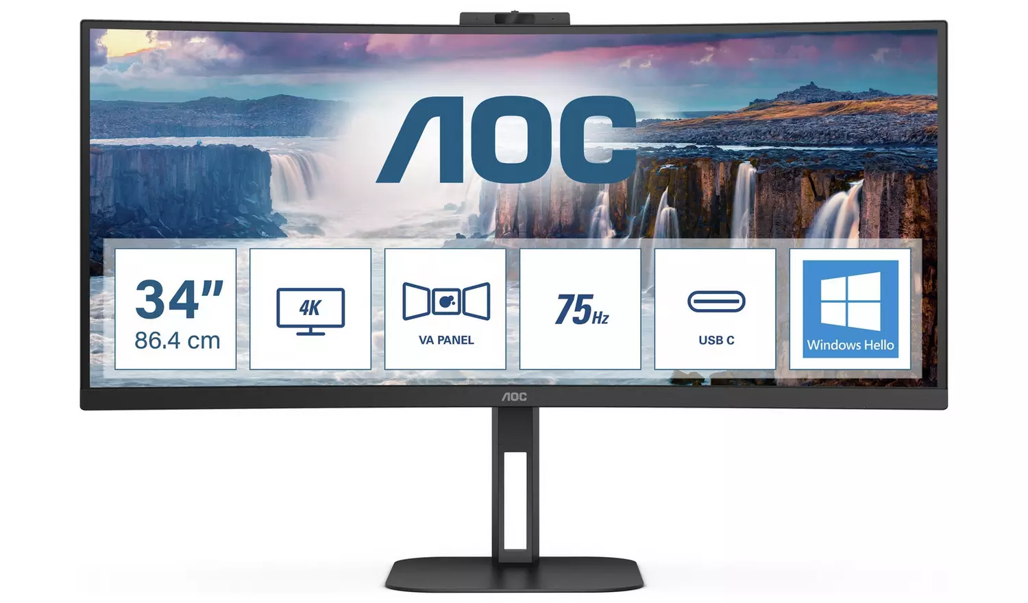 AOC CU34V5CW/BK 34 Inch 100Hz WQHD Webcam Monitor