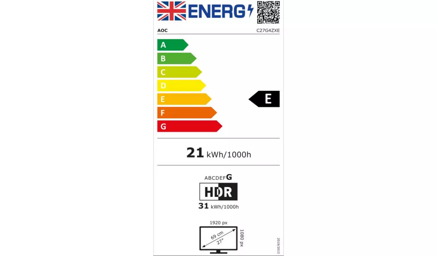 AOC C27G4ZXE 27 Inch 280Hz FHD Curved Gaming Monitor