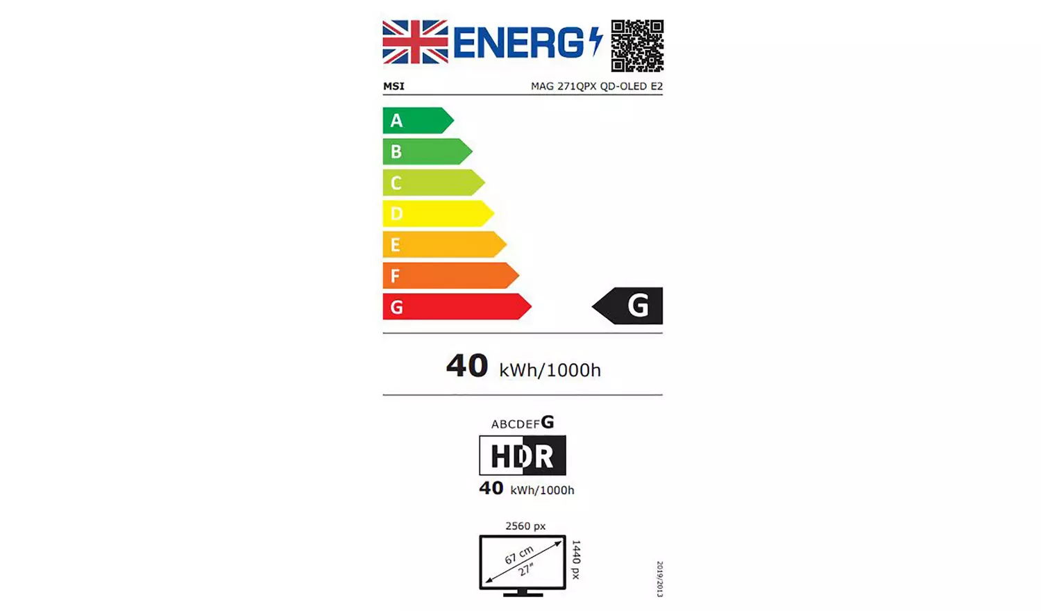 MSI MAG 271QPX QDOLED E2 26.5 Inch 240Hz WQHD Gaming Monitor