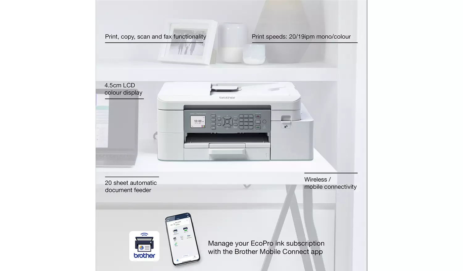 Brother MFC-J4340DWE Inkjet Printer with EcoPro Subscription