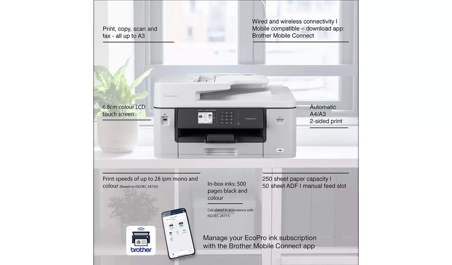Brother MFC-J6540DWE A3 Inkjet Printer with EcoPro Trial
