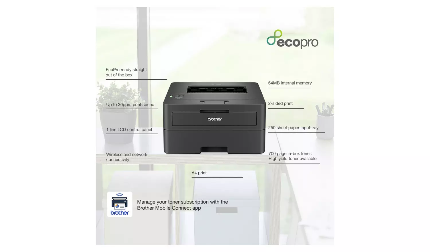 Brother HL-L2400DWE EcoPro Ready Mono Laser Printer