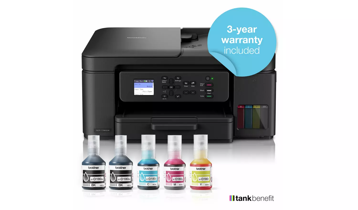 Brother DCP-T780DW 3-in-1 Wireless Tank Printer - Black