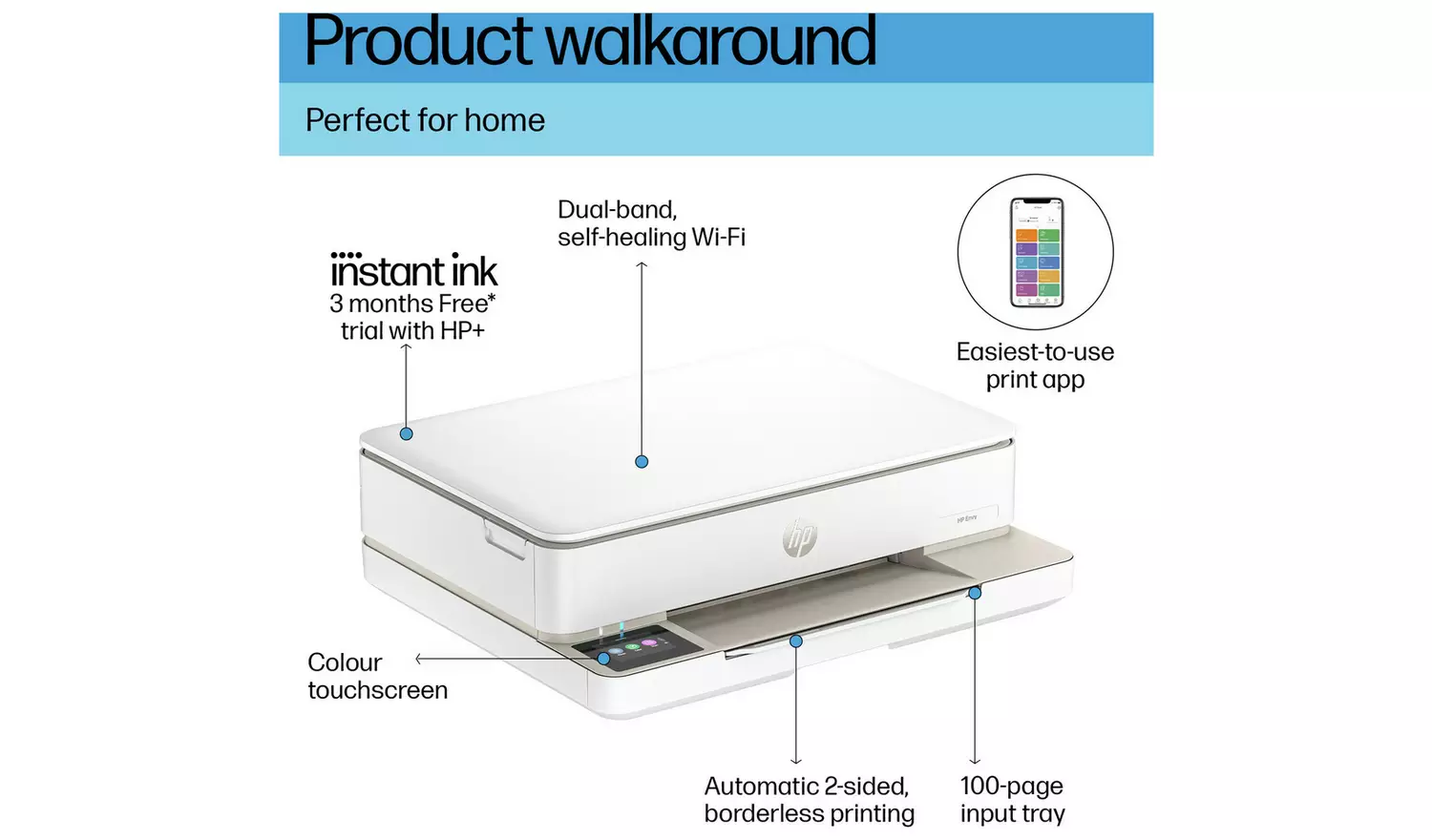 HP Envy 6120e Wireless Photo Printer & 6 Months Instant Ink