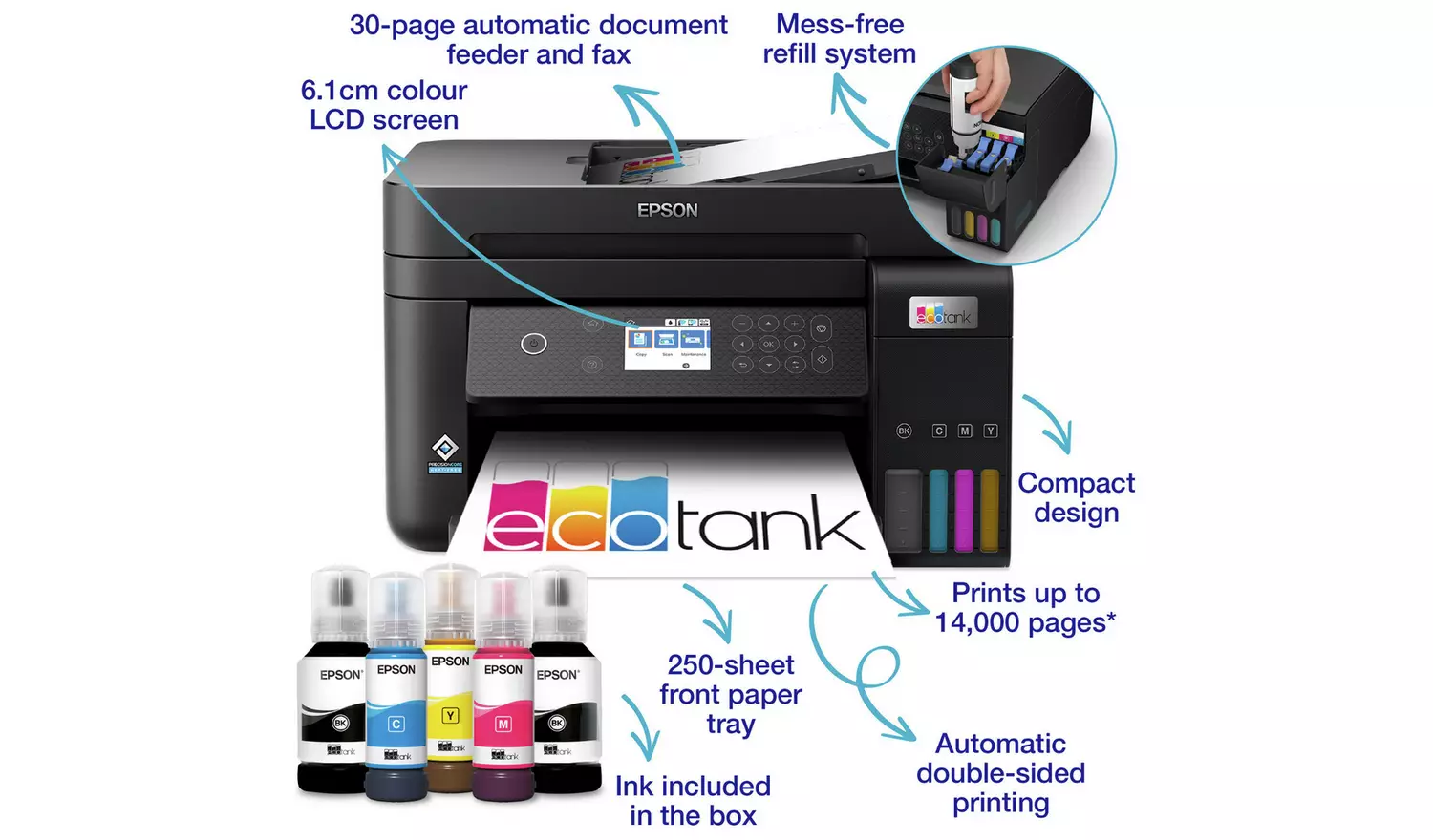 Epson EcoTank ET-3850 Wireless Inkjet Printer