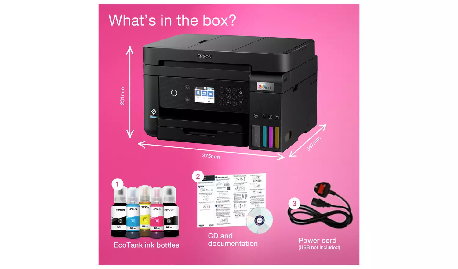 Epson EcoTank ET-3850 Wireless Inkjet Printer