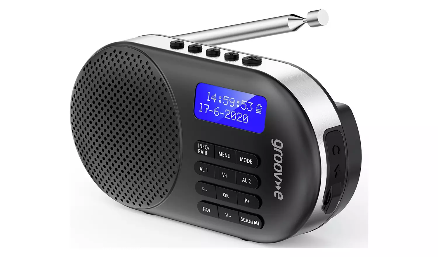 Groov-e Milan Portable DAB/FM Radio with BT - Black