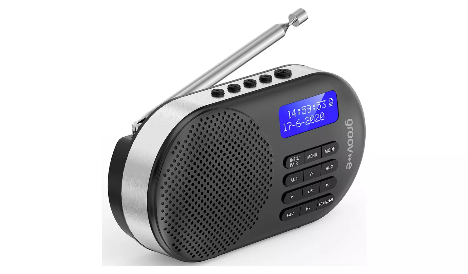 Groov-e Milan Portable DAB/FM Radio with BT - Black