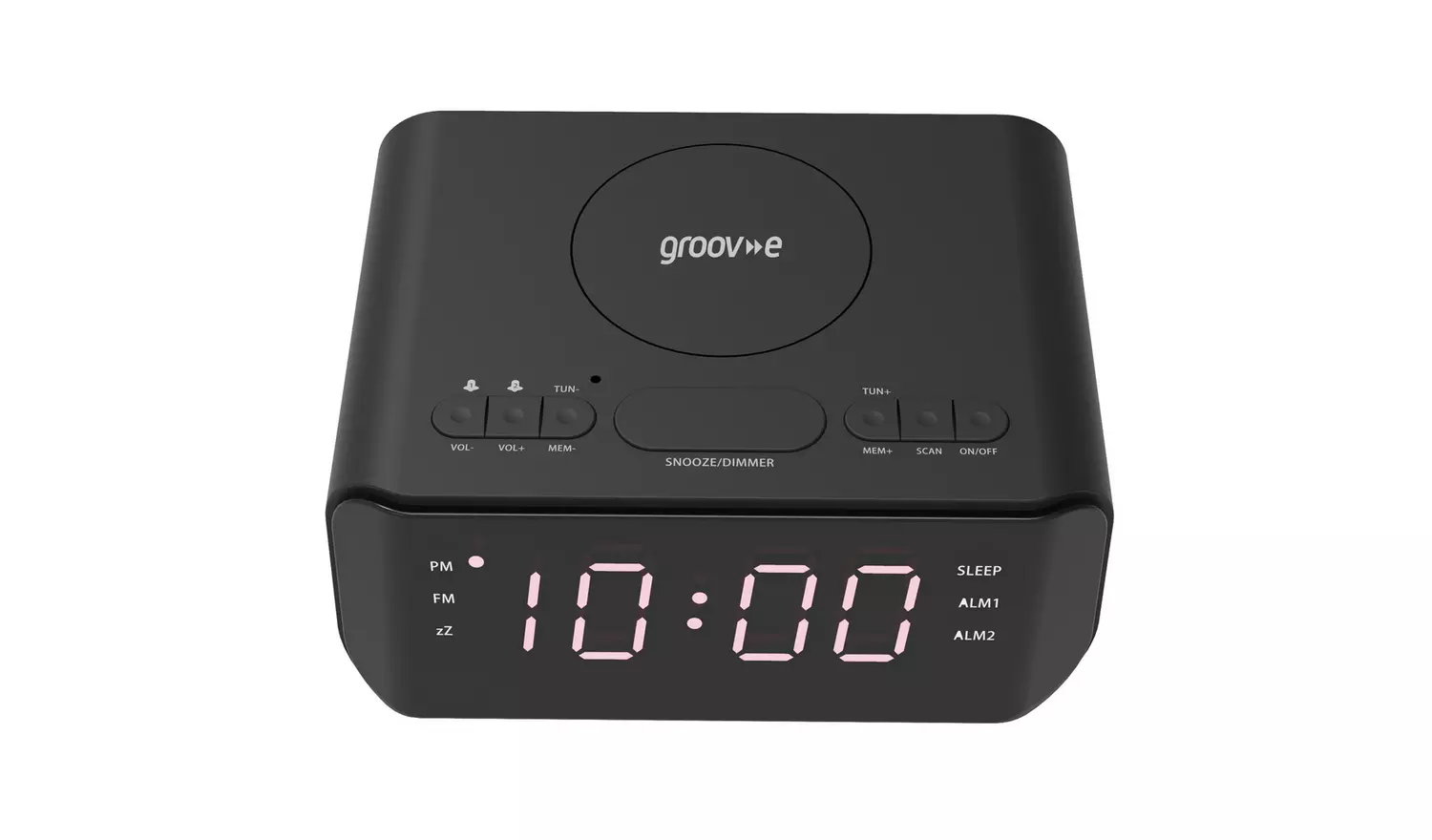 Groov-e Atlas FM Alarm Clock Radio with Wireless Charging