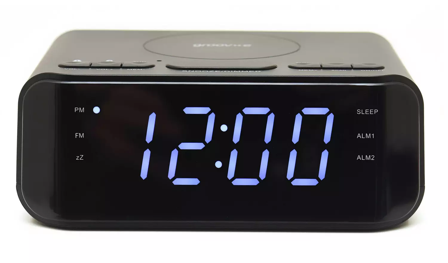 Groov-e Atlas FM Alarm Clock Radio with Wireless Charging