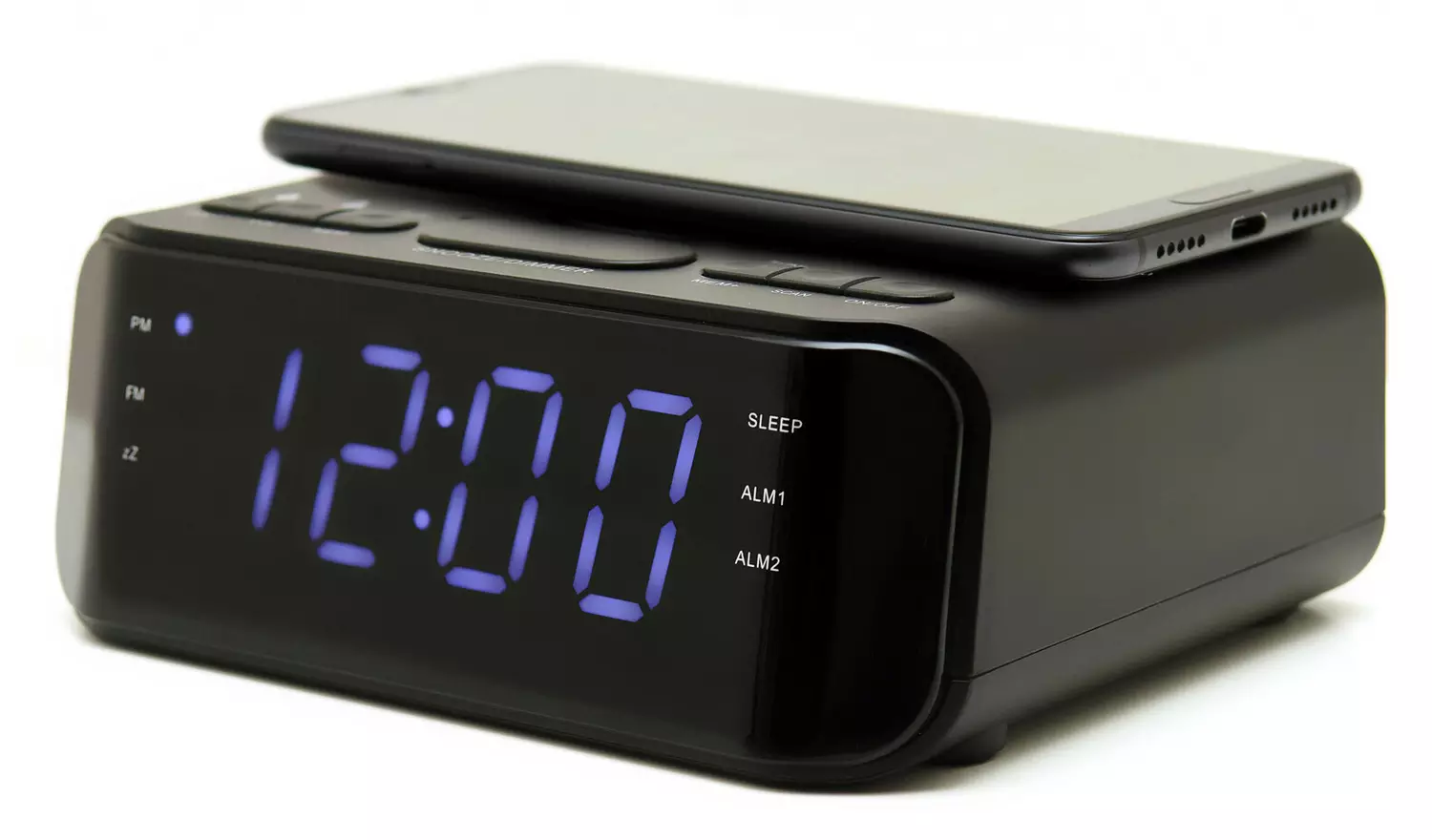 Groov-e Atlas FM Alarm Clock Radio with Wireless Charging