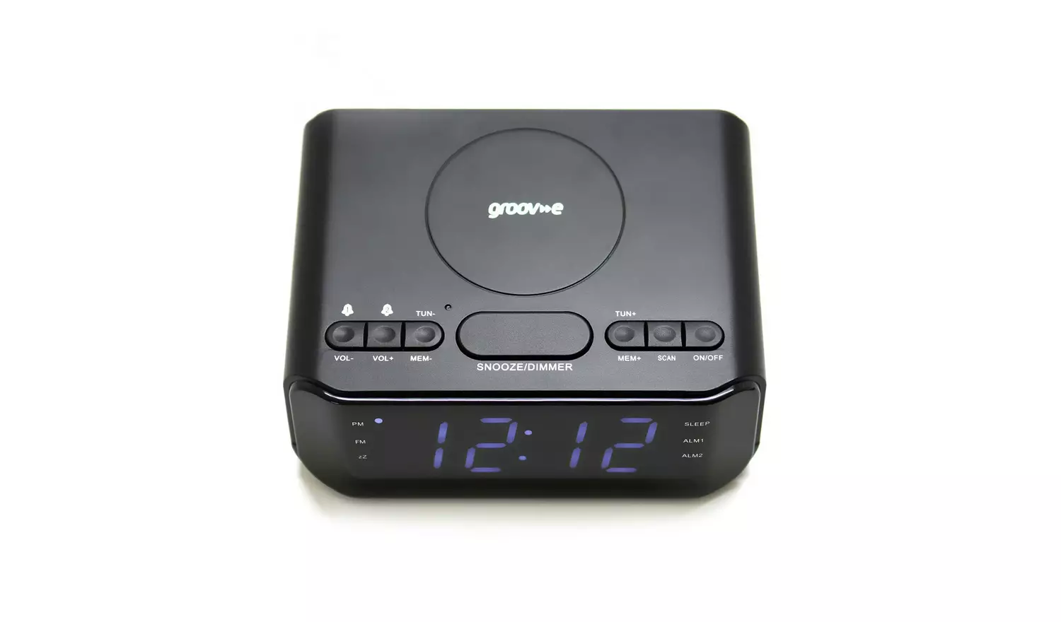 Groov-e Atlas FM Alarm Clock Radio with Wireless Charging