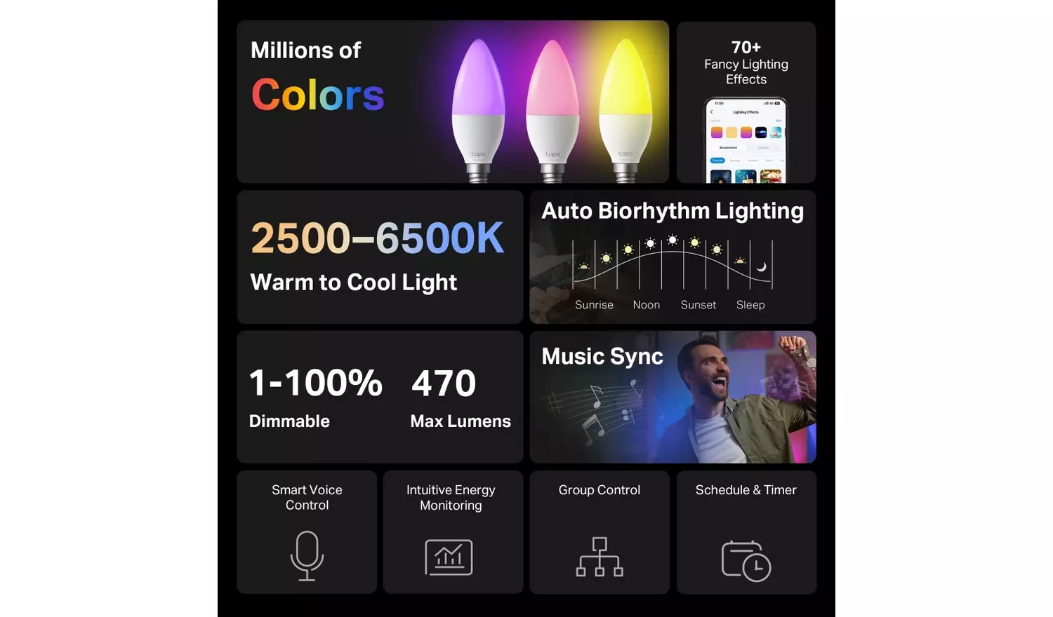 TP-Link Tapo L430C 4.8W Smart Light Bulb - Pack of 2