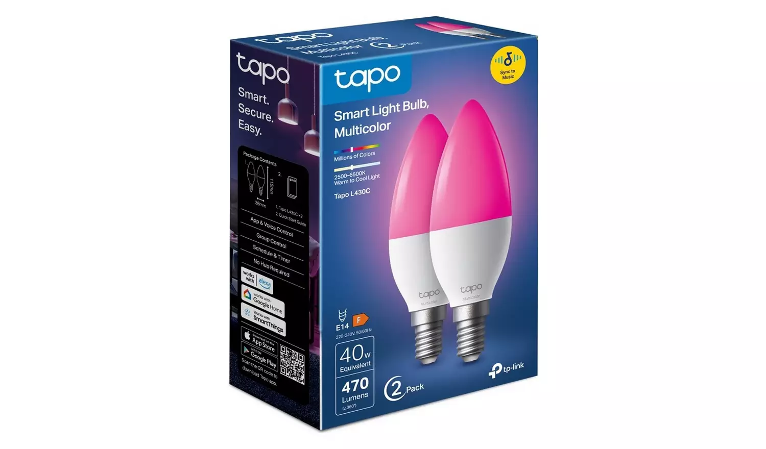 TP-Link Tapo L430C 4.8W Smart Light Bulb - Pack of 2