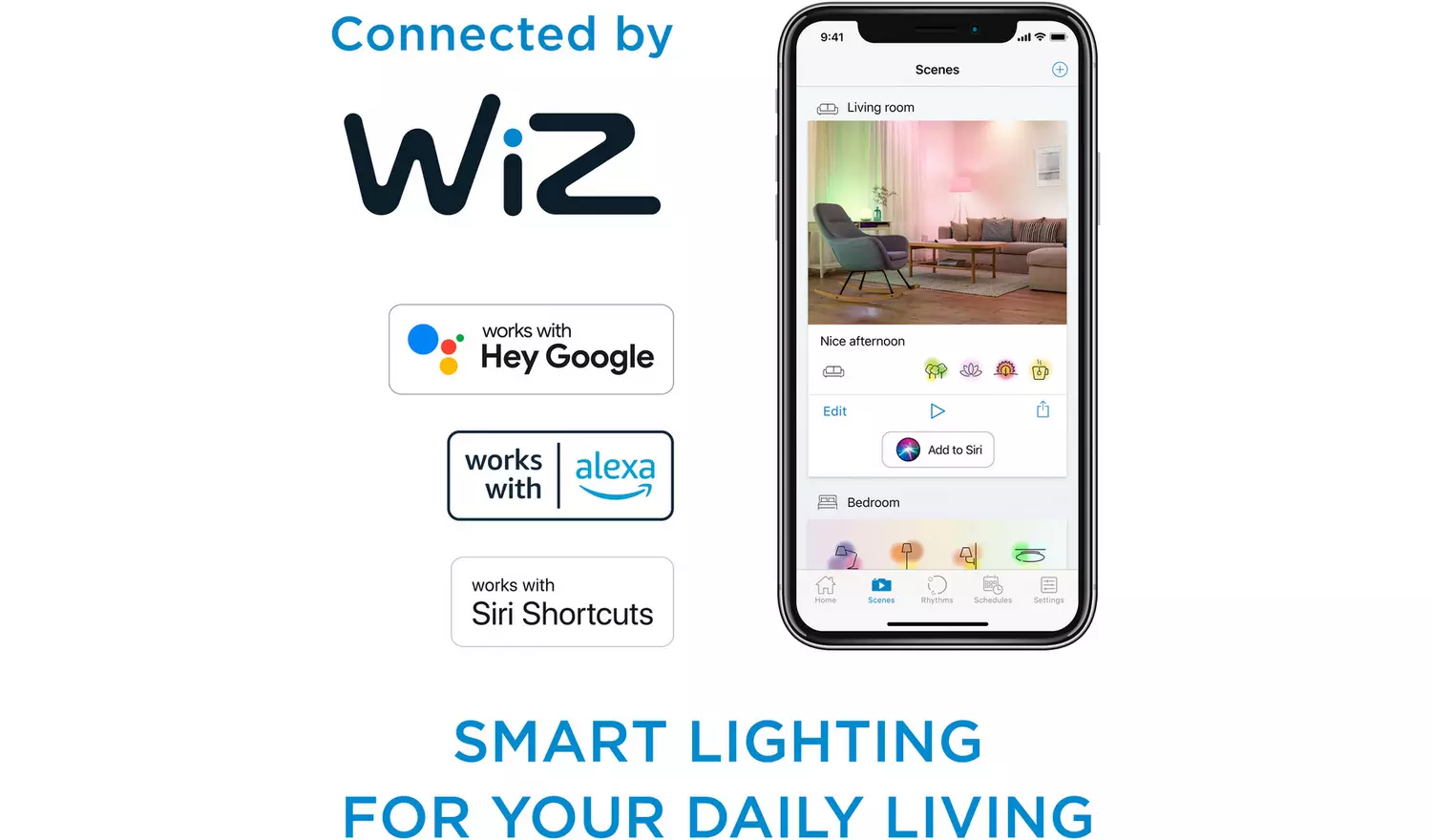 Philips WiZ E27 Colour Smart LED Wi-Fi Bulb - 2 Pack