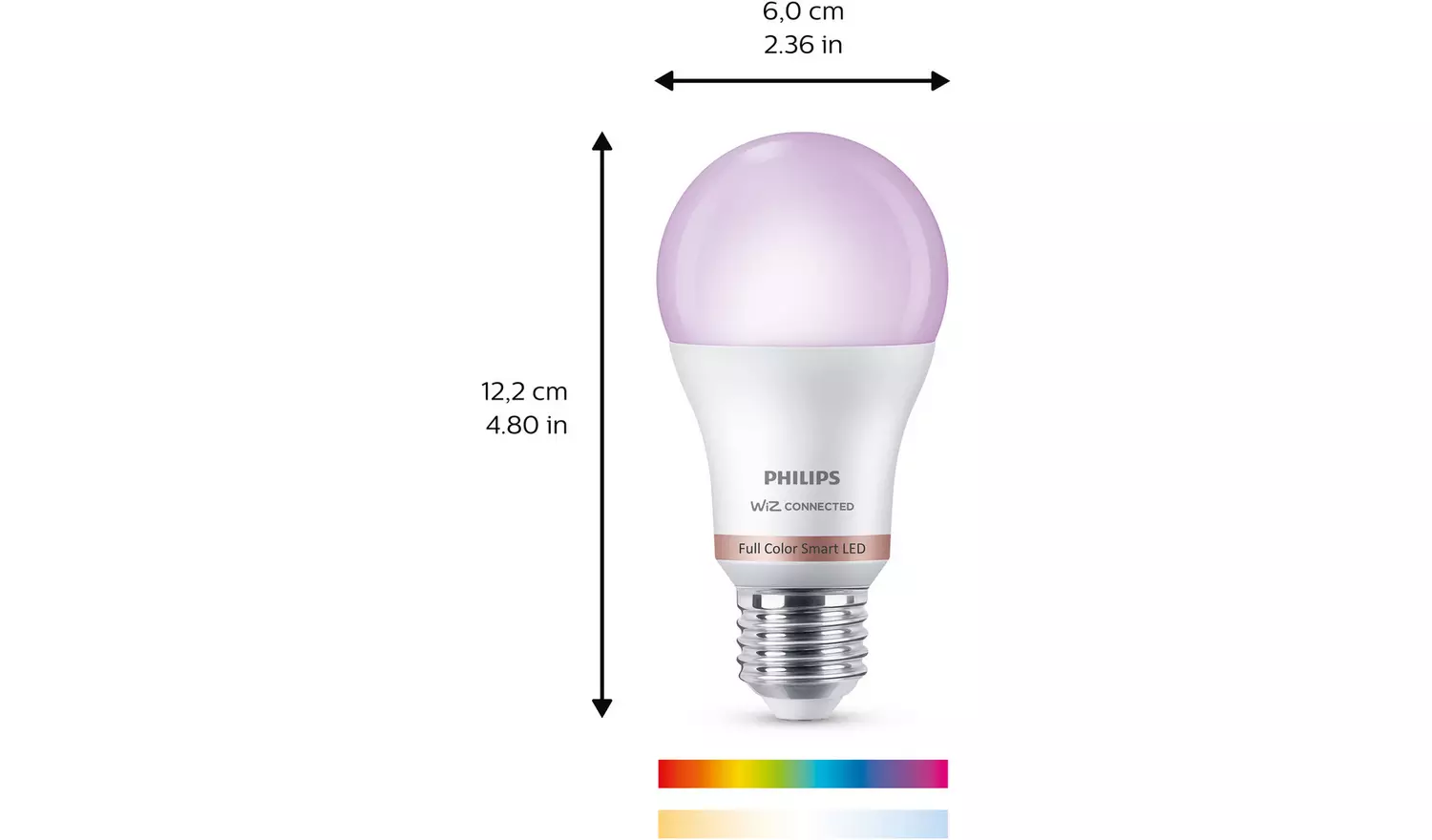 Philips WiZ E27 Colour Smart LED Wi-Fi Bulb - 2 Pack