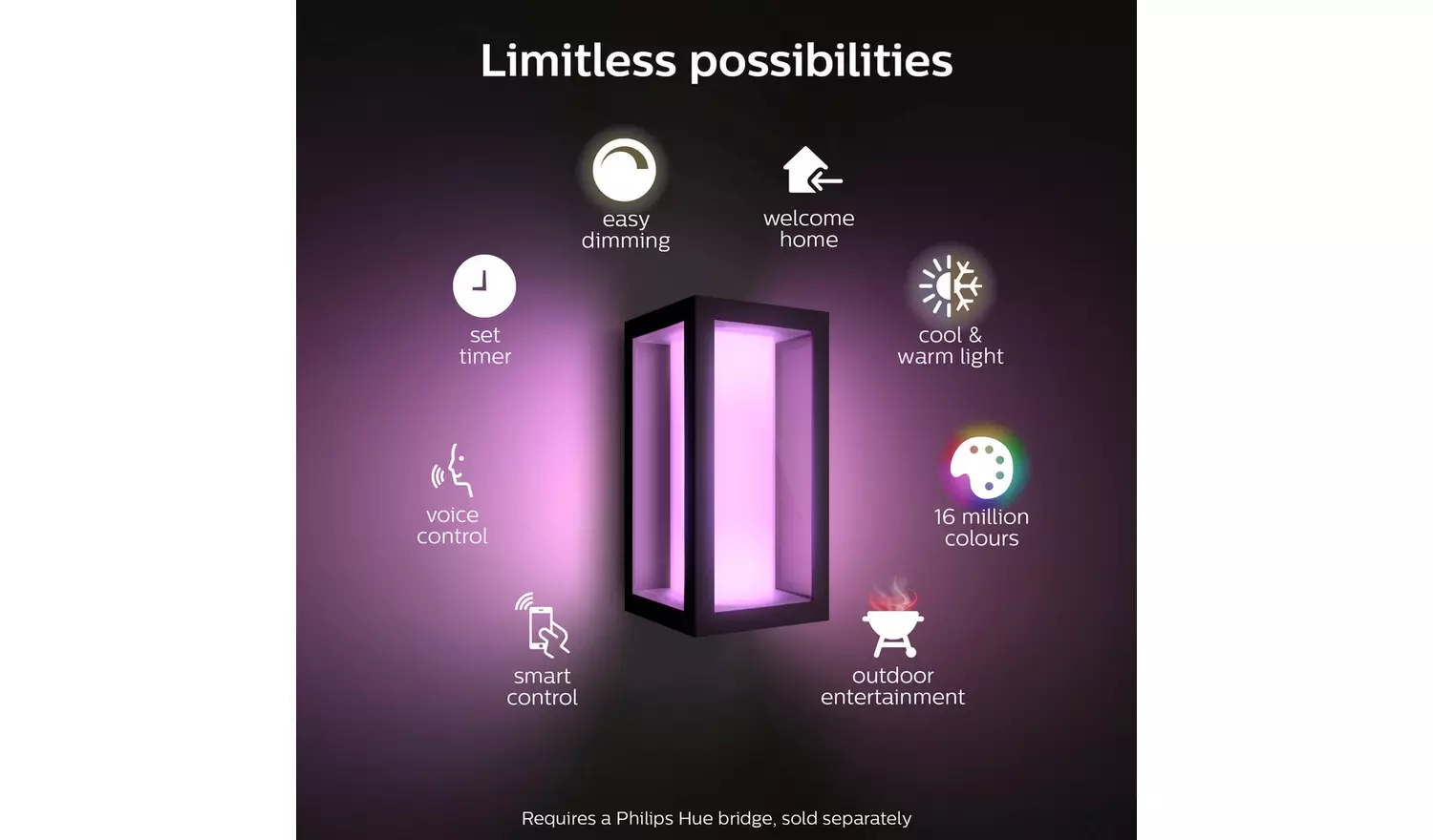 Philips Hue Impress Small Outdoor Wall Light - Black