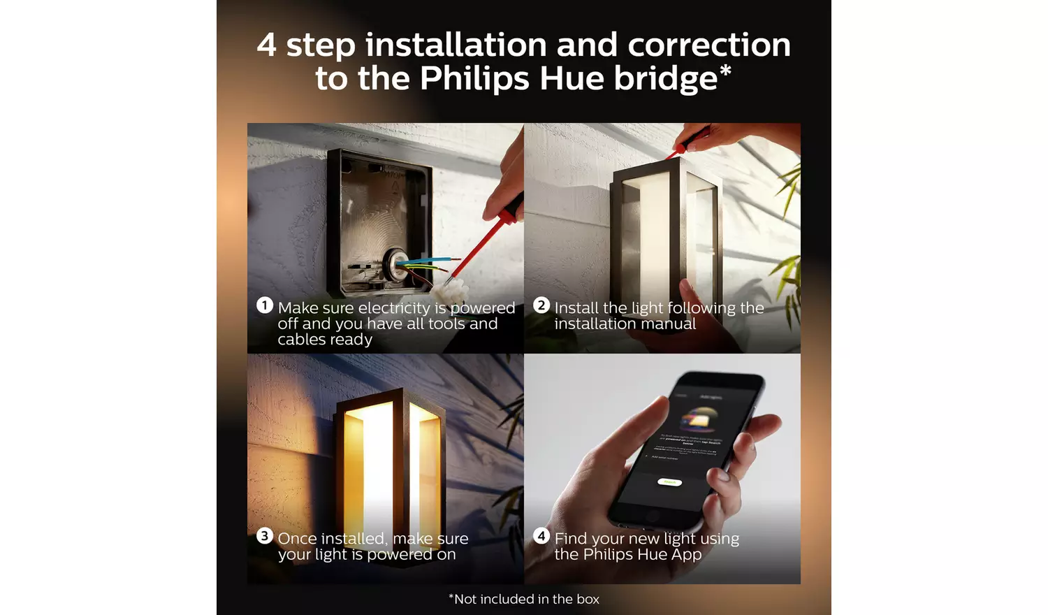 Philips Hue Impress Small Outdoor Wall Light - Black
