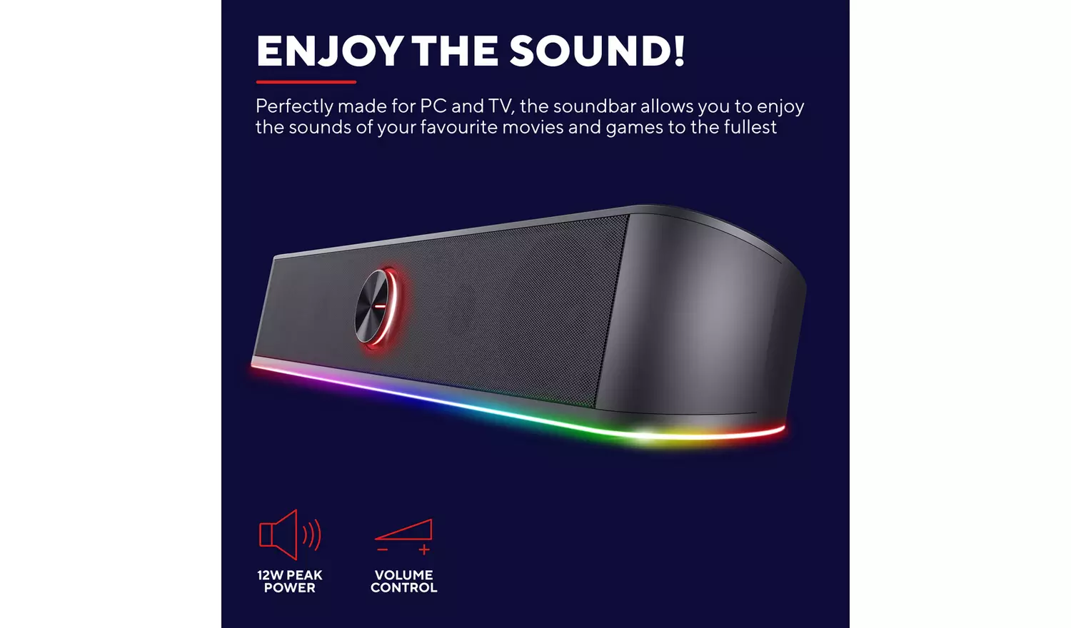 Trust GXT619 Thorne RGB LED Soundbar - Black