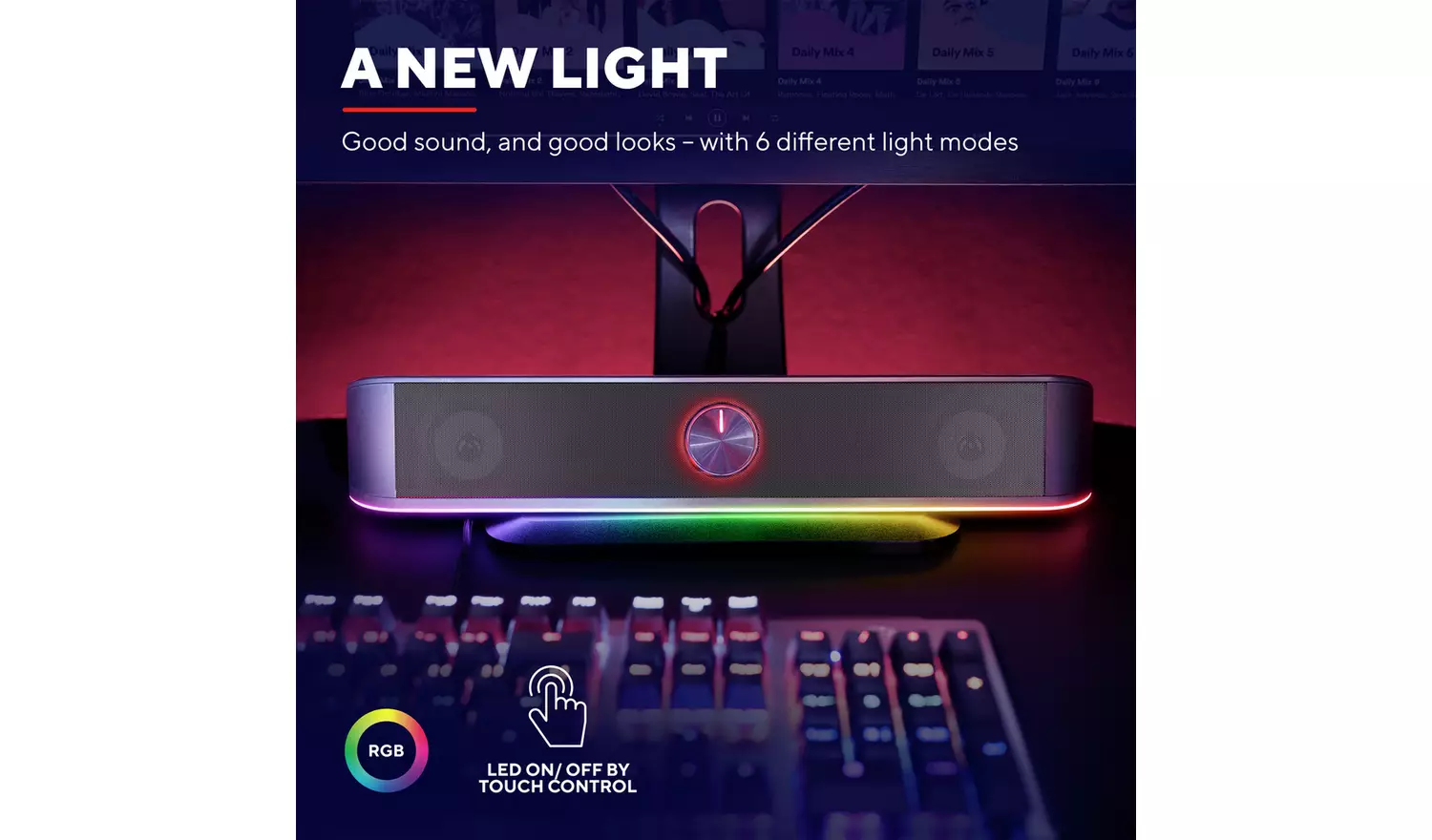 Trust GXT619 Thorne RGB LED Soundbar - Black