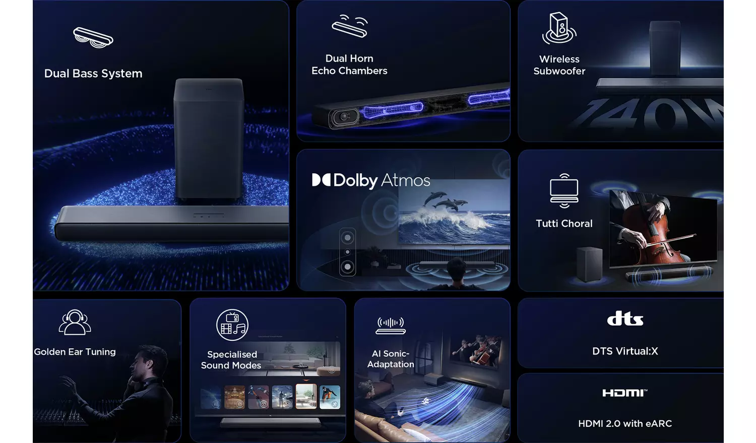 TCL S55HK 2.1Ch Bluetooth Soundbar with Wireless Sub