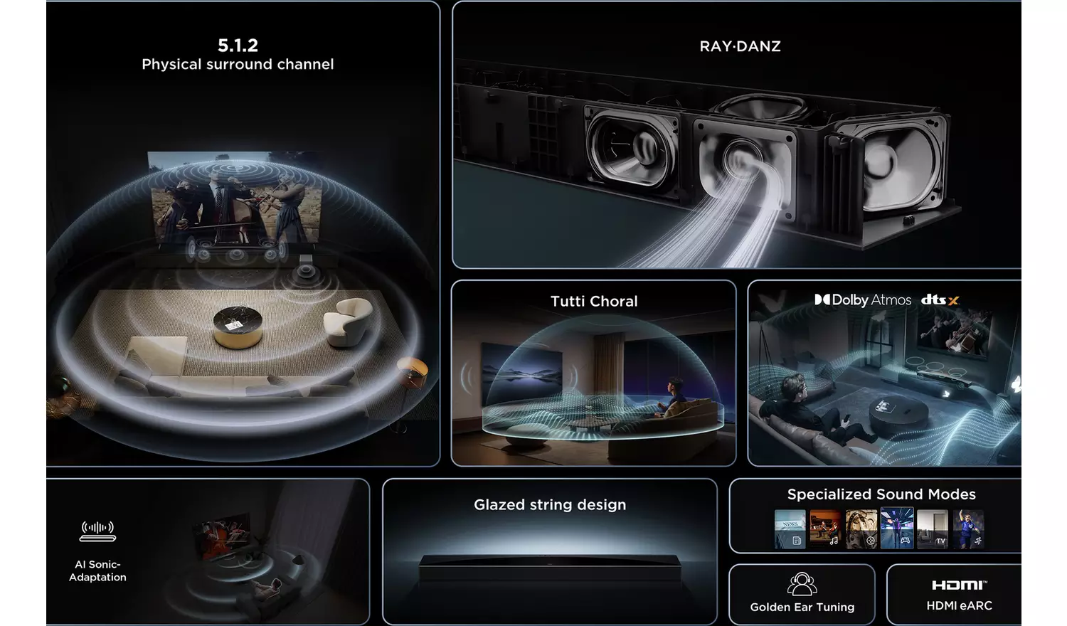 TCL Q75HK 5.1.2Ch Bluetooth Soundbar with Wireless Sub