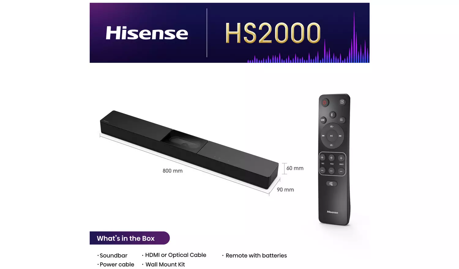 Hisense HS2000 240W 2.1Ch All-In-One Bluetooth Soundbar