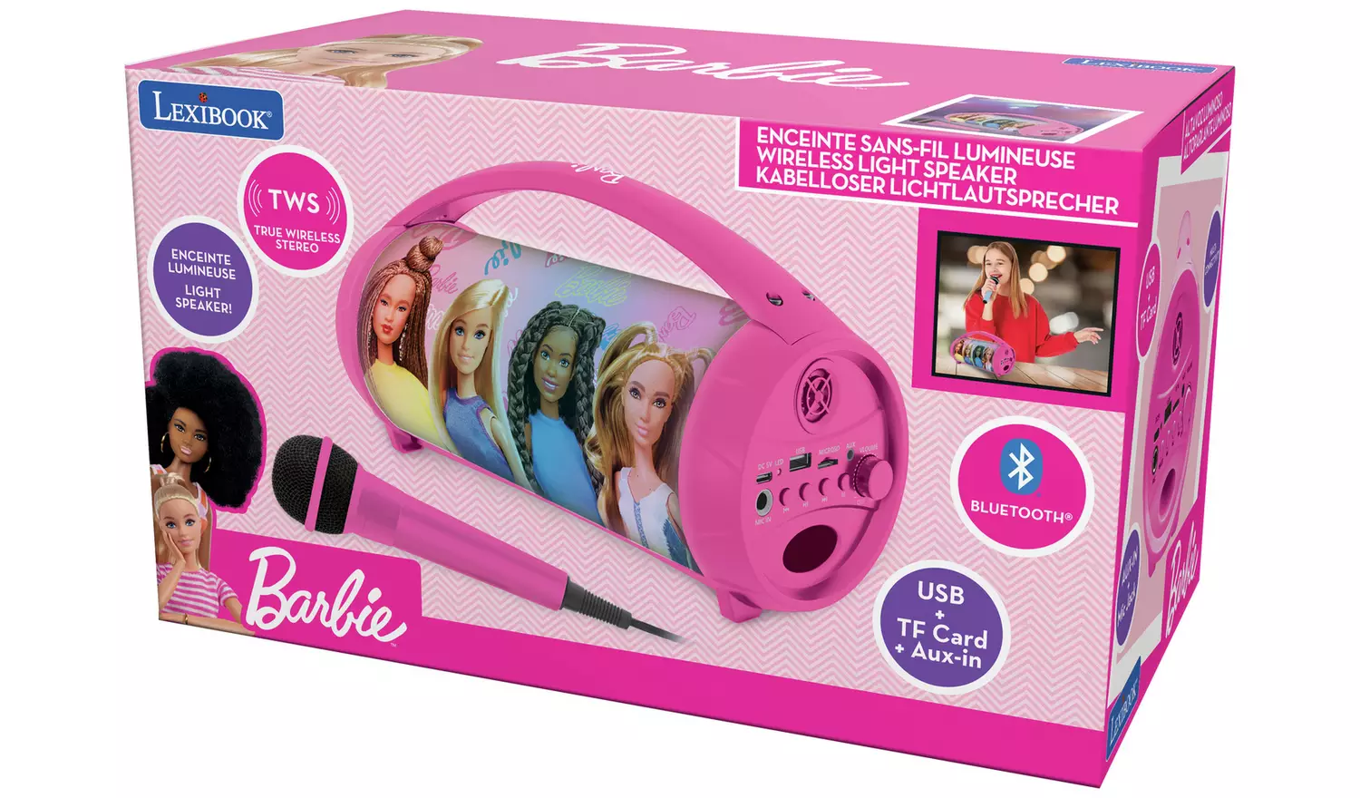 Lexibook BTP585BBZ Barbie Speakers with Lights and Mic