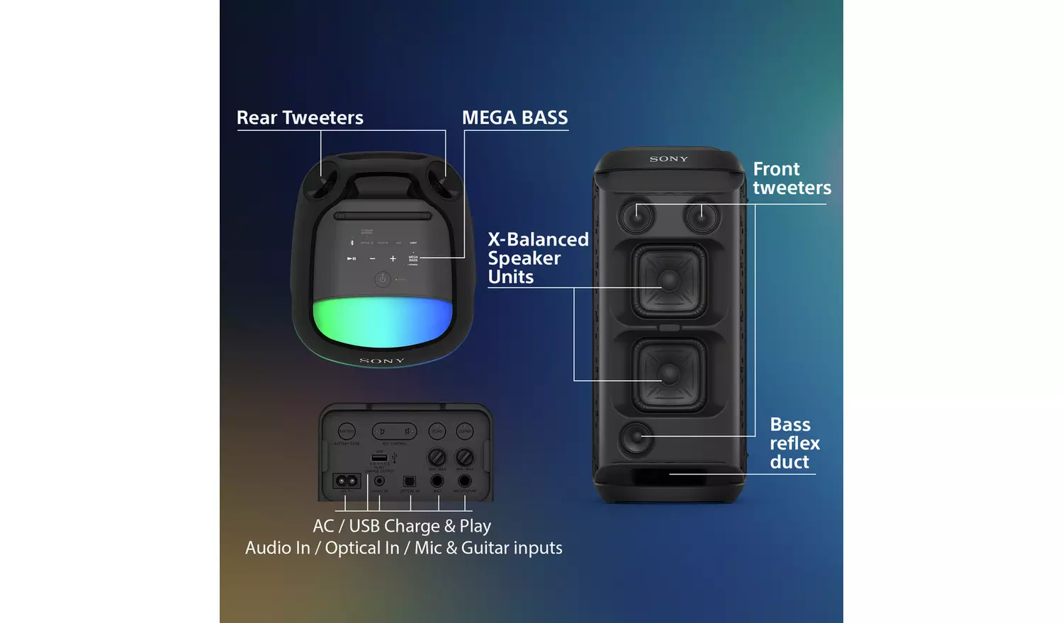 Sony SRS-XV800 Bluetooth Portable Party Speaker - Black