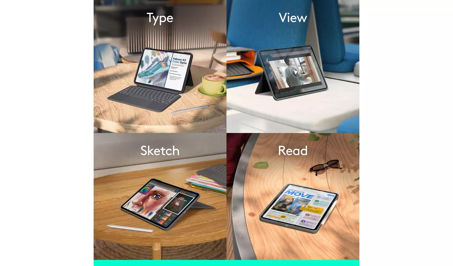 Logitech Combo Touch iPad Pro 11 Inch Tablet Case – Grey