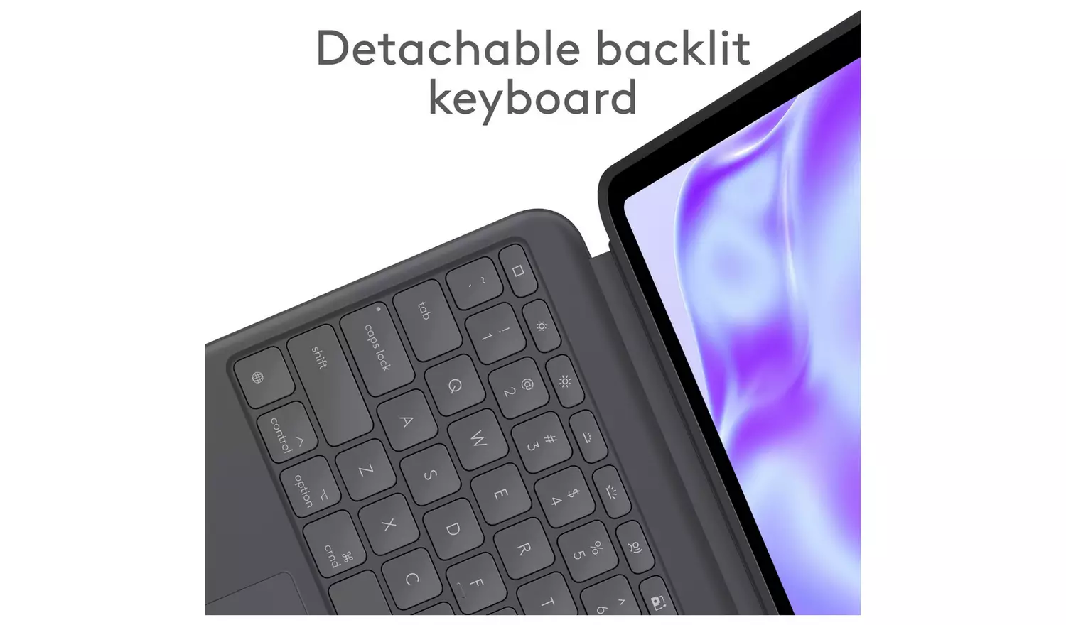 Logitech Combo Touch iPad Pro 12.9 Inch Tablet Case - Grey