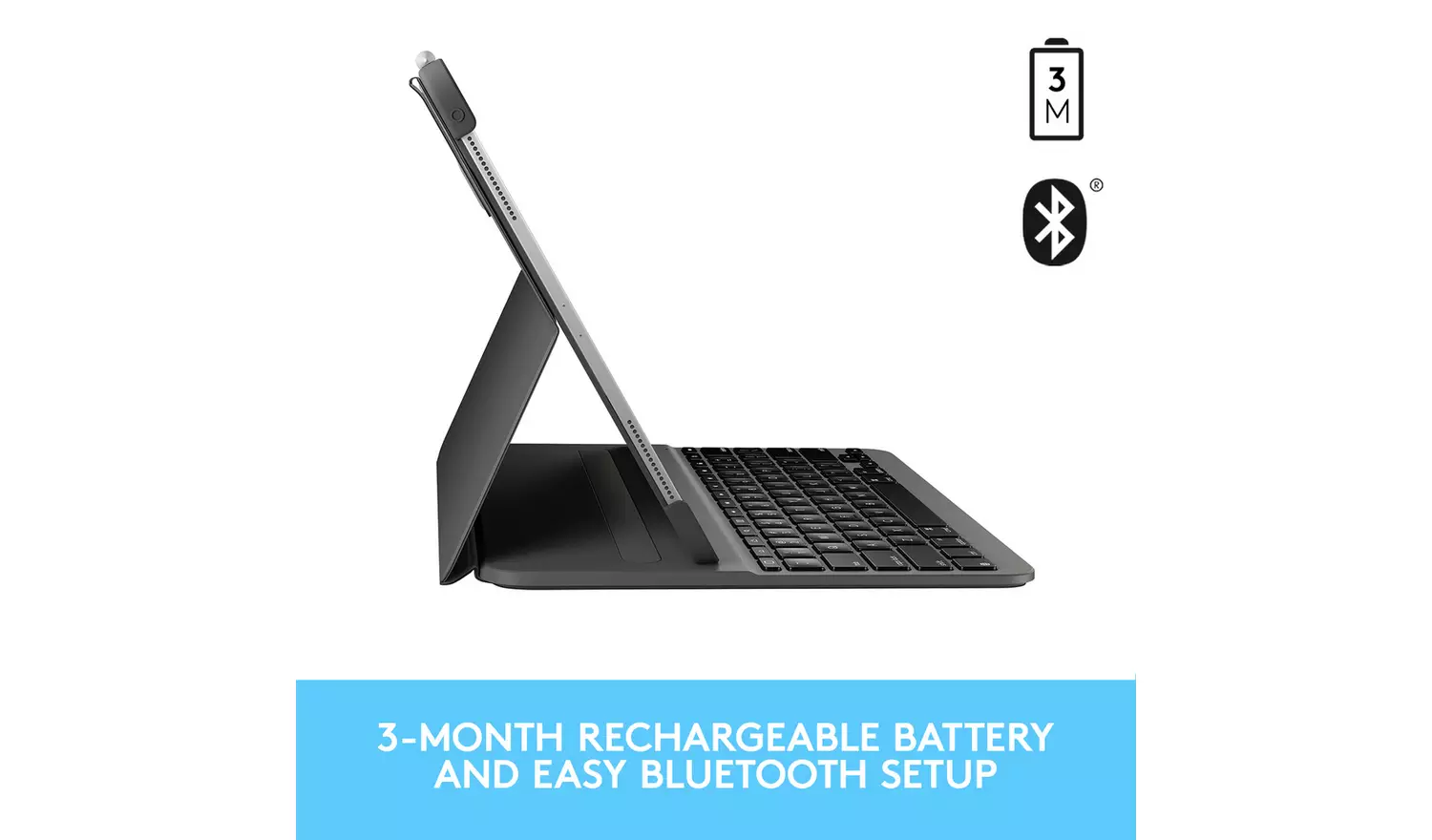 Logitech iPad Pro 12.9 Inch (3rd & 4th gen) Slim Case - Grey