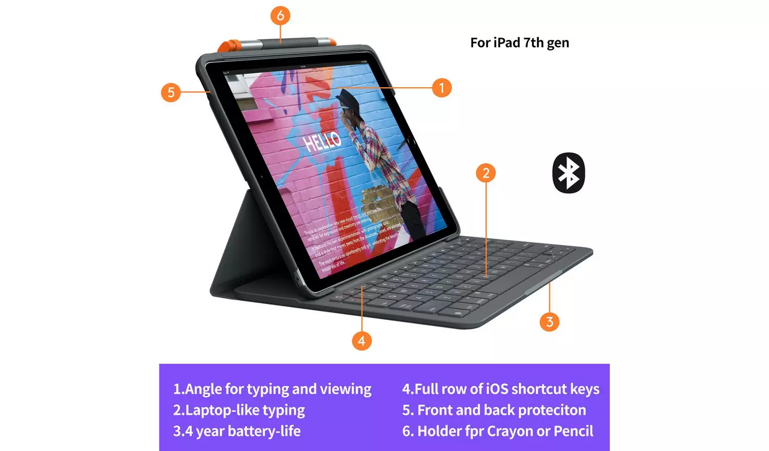 Logitech Slim Folio for iPad (7th, 8th, & 9th generation)