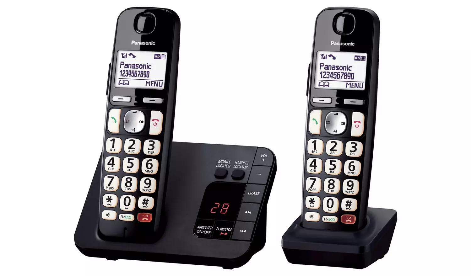 Panasonic KX-TGE822EB Big Button Cordless Phone - Twin