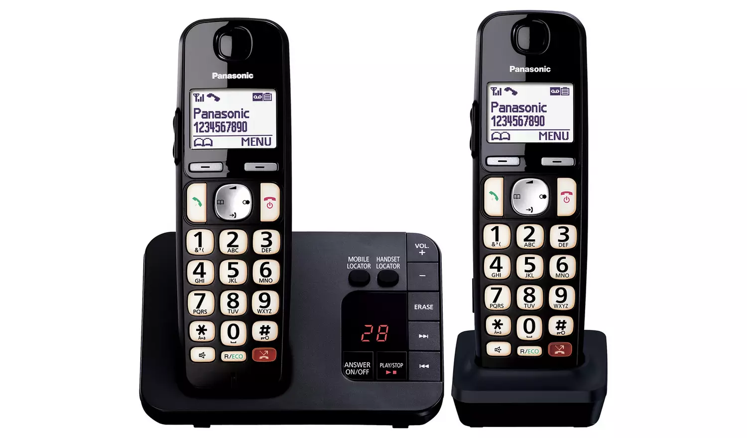 Panasonic KX-TGE822EB Big Button Cordless Phone - Twin