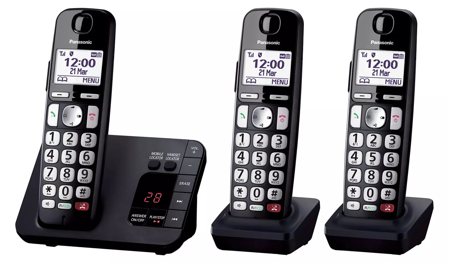 Panasonic KX-TGE823EB Big Button Cordless Phone - Triple