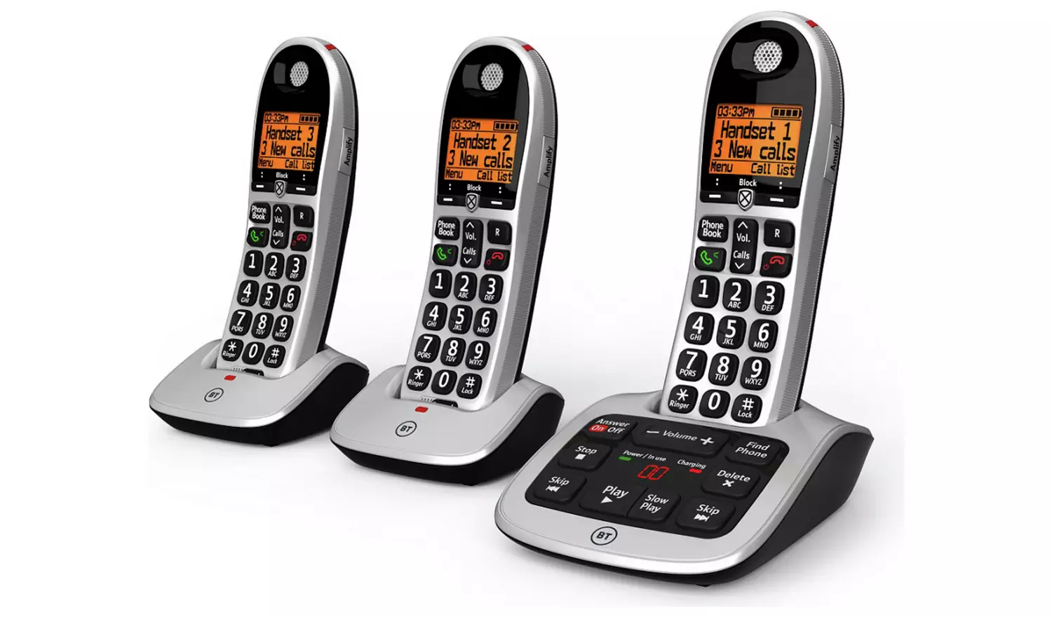 BT Big Button 4600 Telephone with Answer Machine - Triple