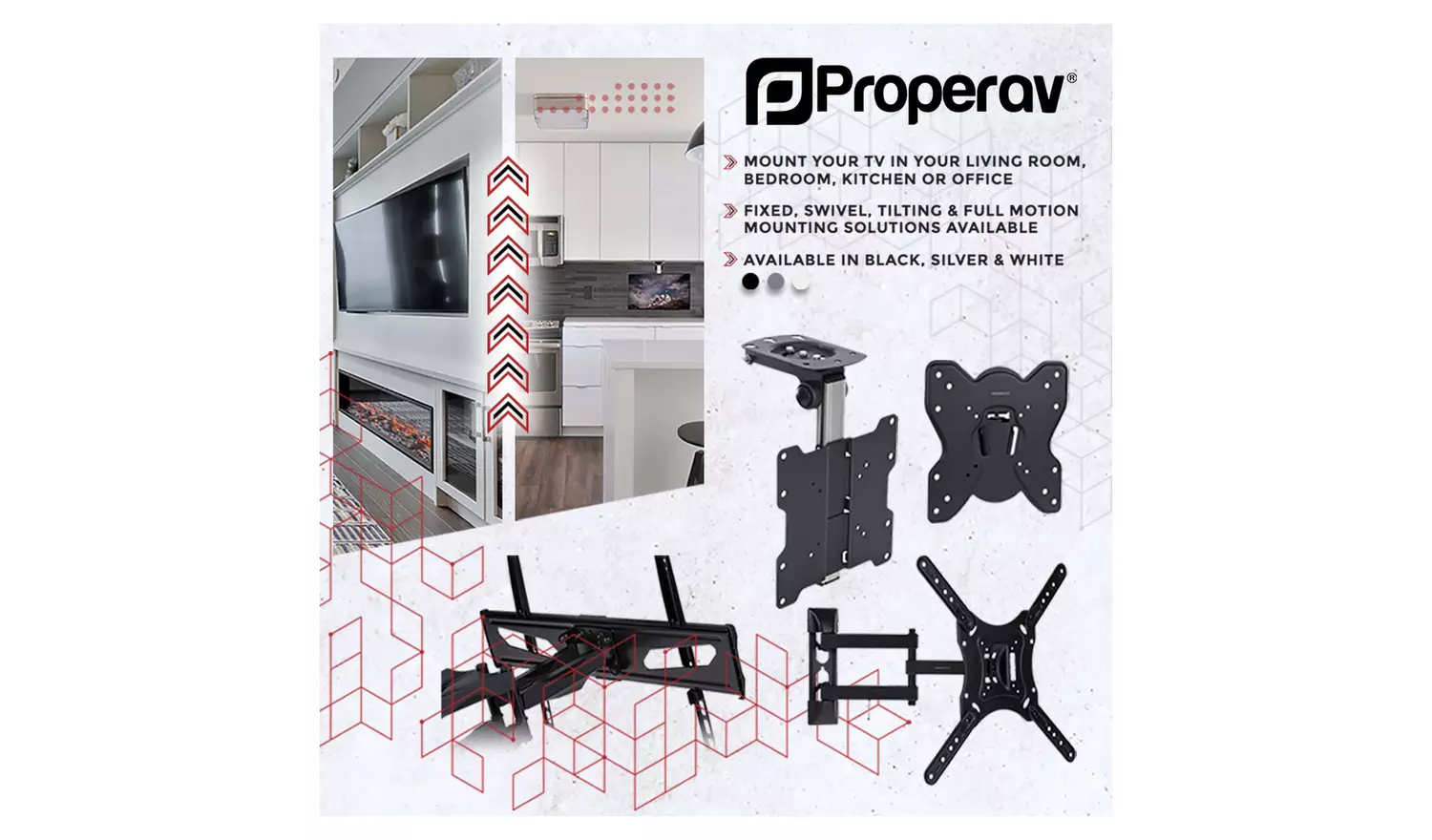 ProperAV PB150 Tilt and Swivel 23-43 Inch TV Wall Bracket