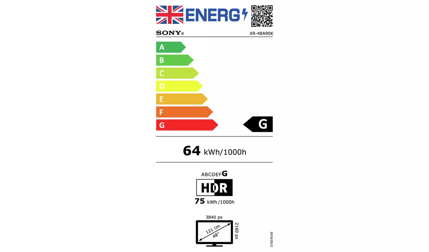 Sony 48 Inch XR48A90KU Smart 4K UHD HDR OLED Freeview TV