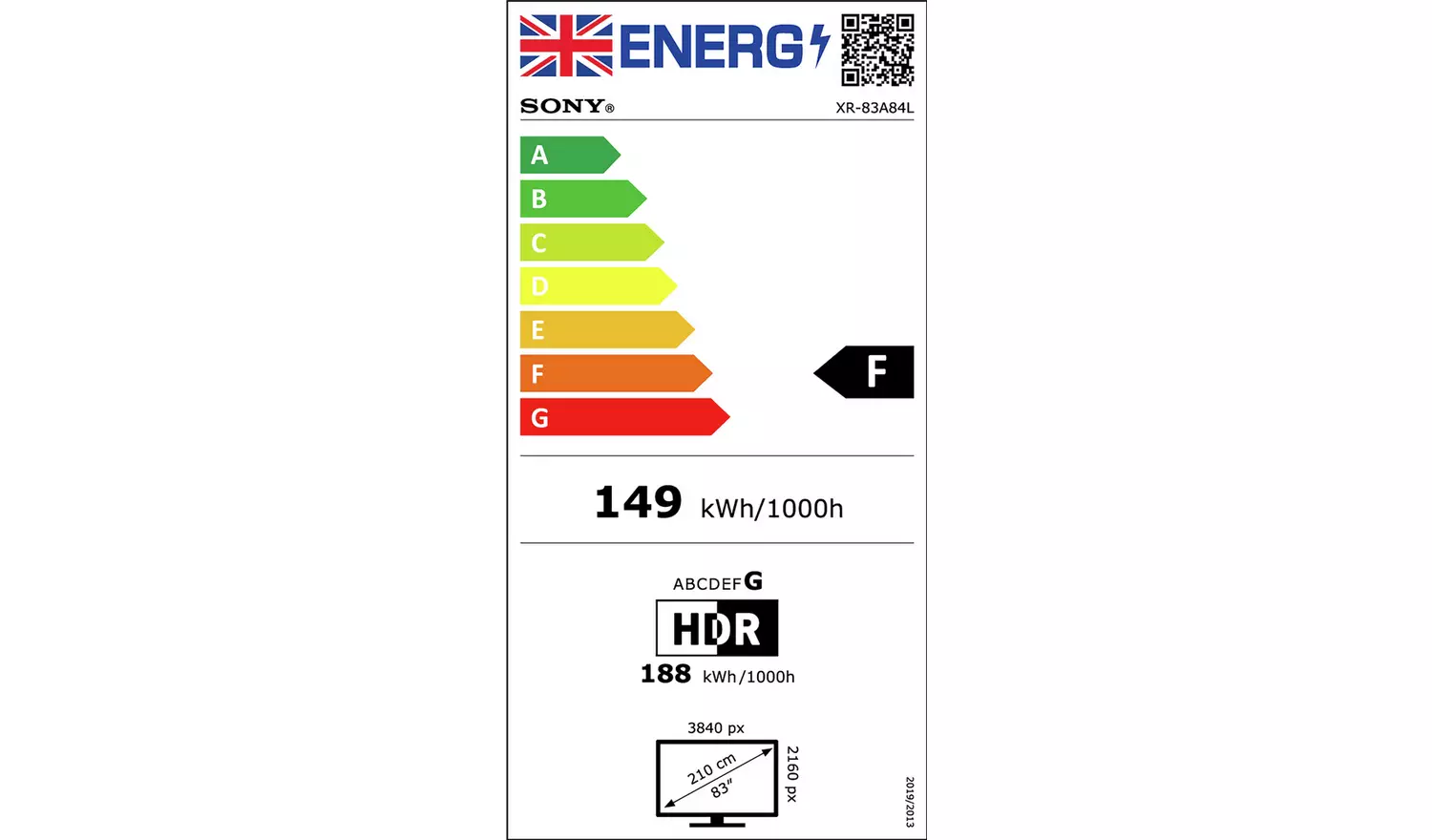 Sony 83 Inch XR83A84LPU Smart 4K UHD HDR OLED Freeview TV