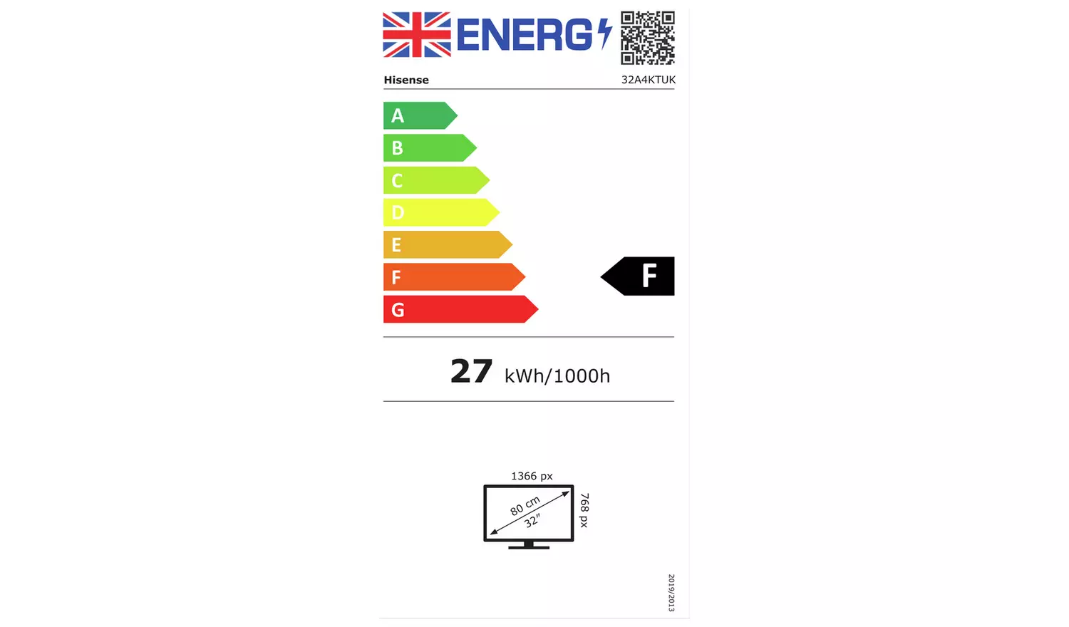 Hisense 32 Inch 32A4KTUK Smart HD Ready HDR LED Freeview TV