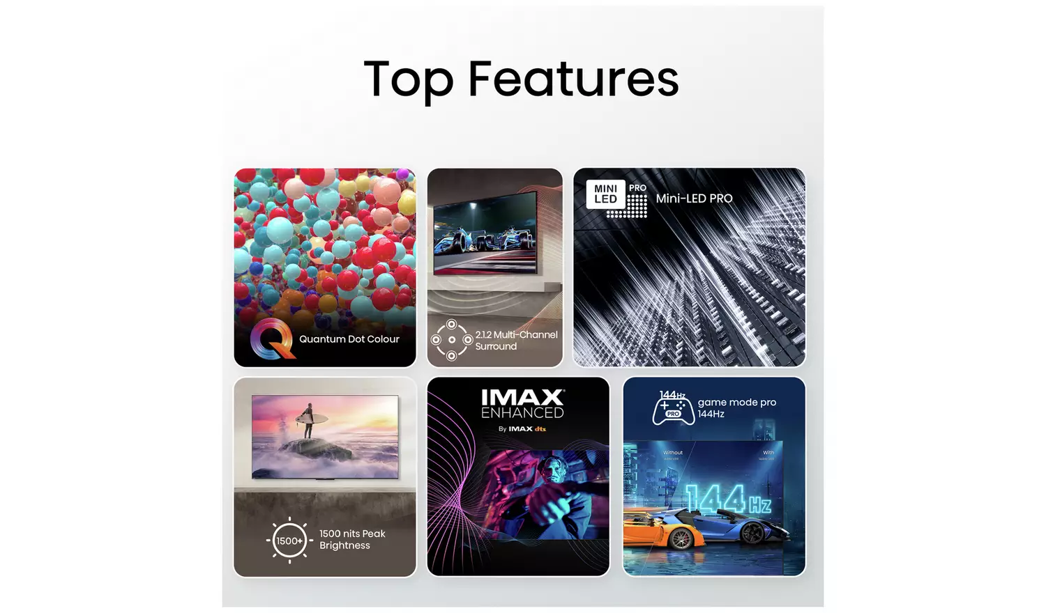 Hisense 55 Inch 55U8KQTUK Smart 4K 144Hz UHD HDR Mini LED TV