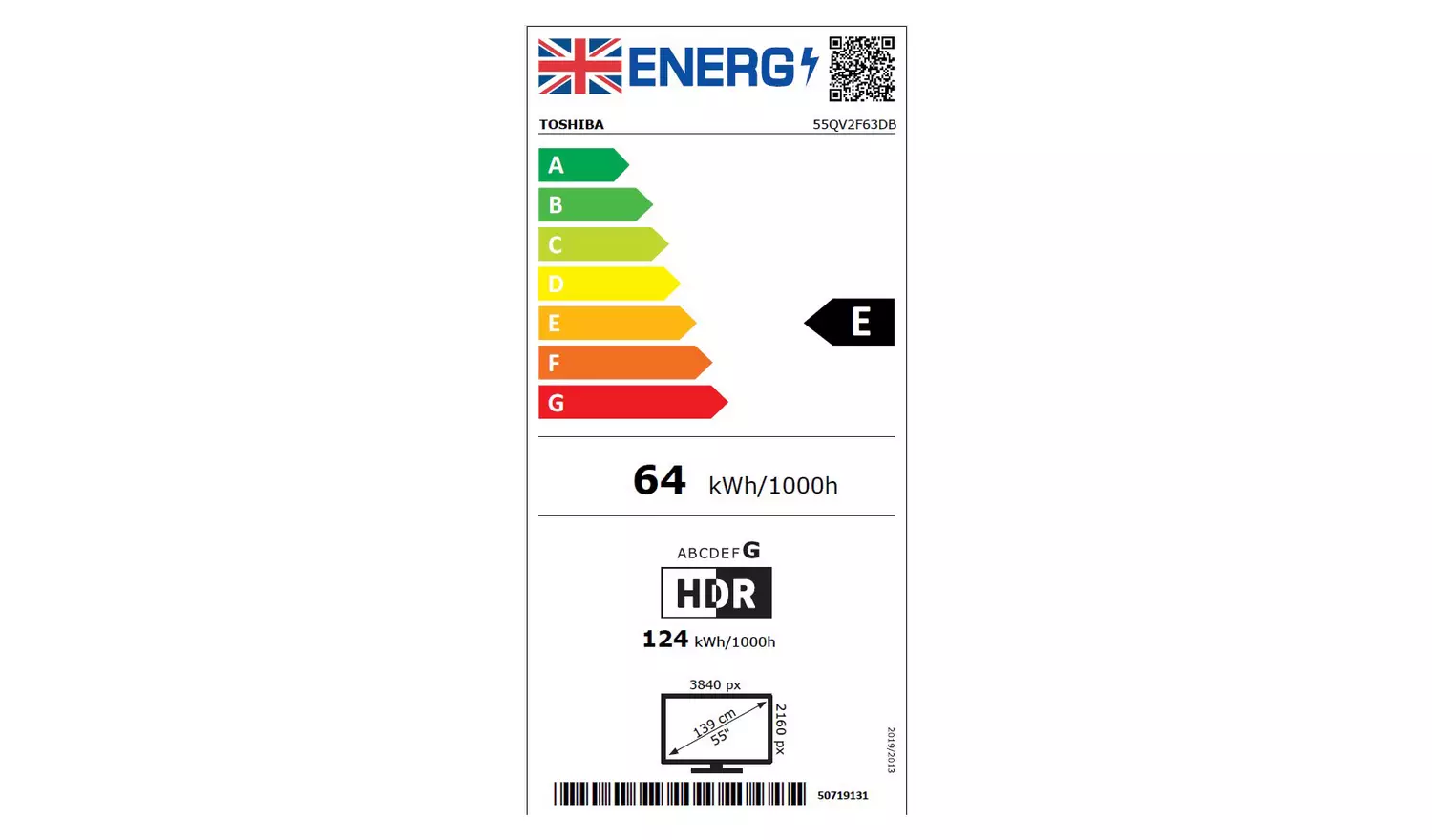 Toshiba 55 Inch 55QV2F63DB Smart UHD HDR QLED Freely TV