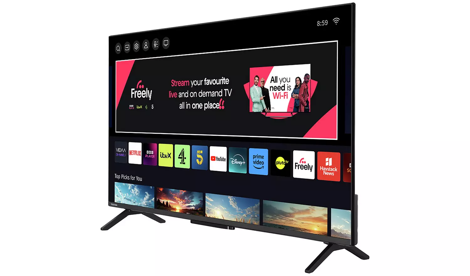 Toshiba 43 Inch 43QV2F63DB Smart UHD HDR QLED Freely TV