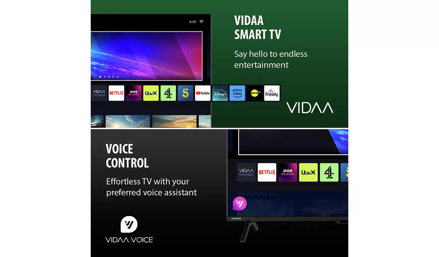 Toshiba 43 Inch 43UV2F53DB Smart 4K UHD HDR LCD Freely TV