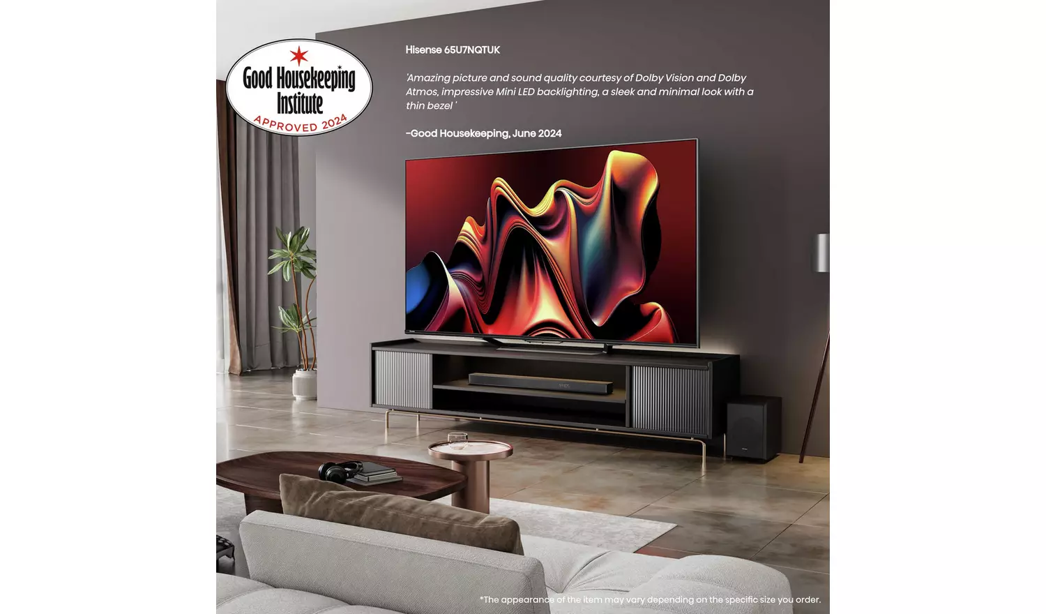 Hisense 100 Inch 100U7NQTUK Smart 4K UHD HDR ULED Freely TV