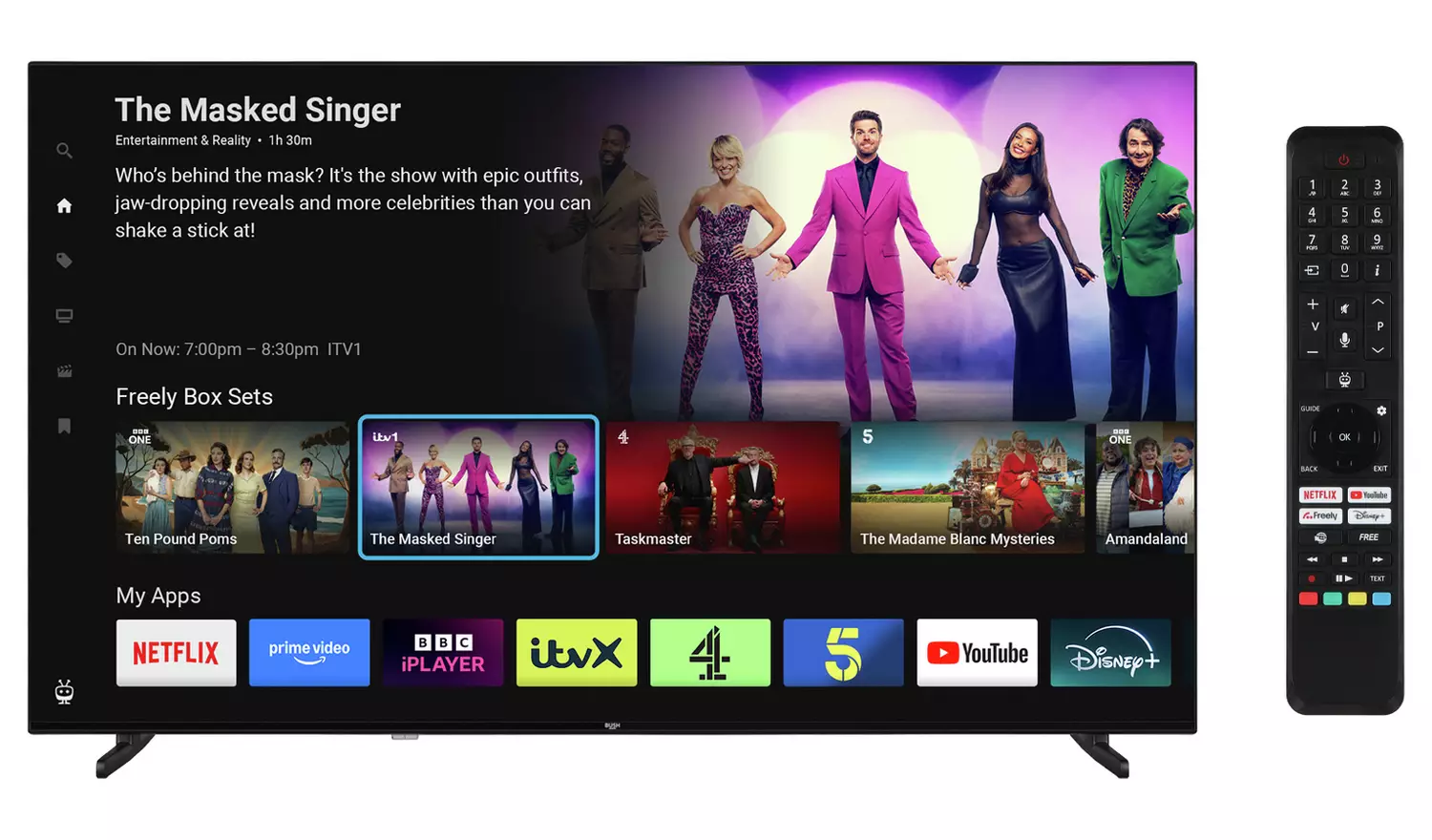 Bush 65 Inch 65QT24SB Smart 4K UHD HDR QLED TiVo Freely TV