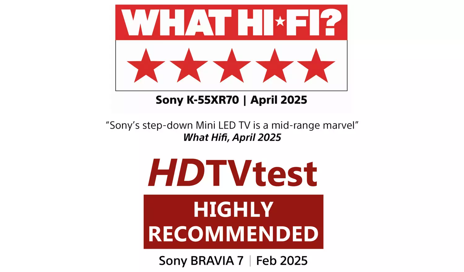Sony 55 Inch K55XR70 BRAVIA 7 Smart 4K HDR QLED Freeview TV